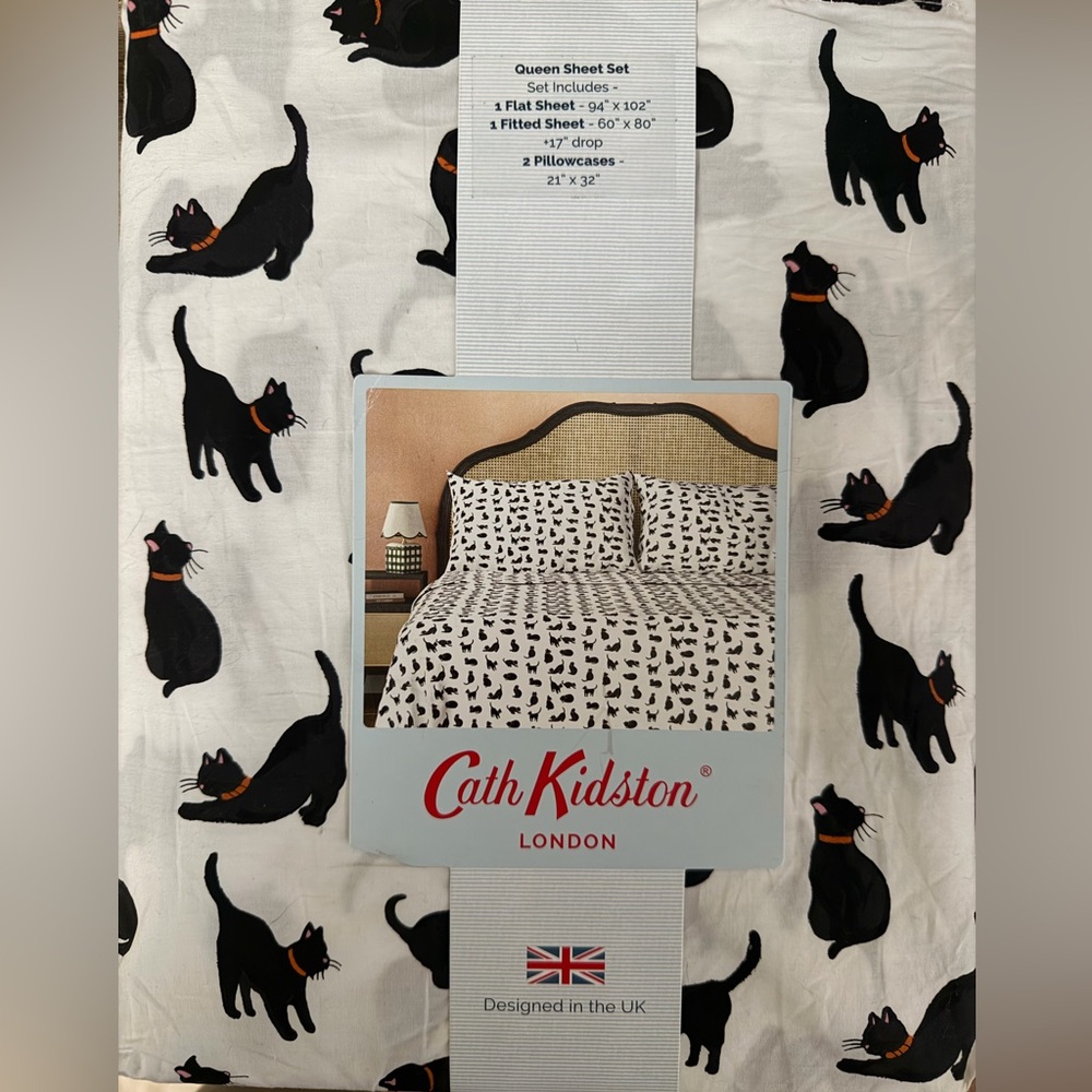 Cath Kidston Black Cats Halloween Sheet Set - Queen